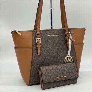 Michael Kors Large Charlotte Tote Bag & Trifold Wallet | BUNDLE DEAL